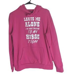 Horse Girl Cozy Hooded Barn Sweatshirt Kangaroo Pocket Women's Medium